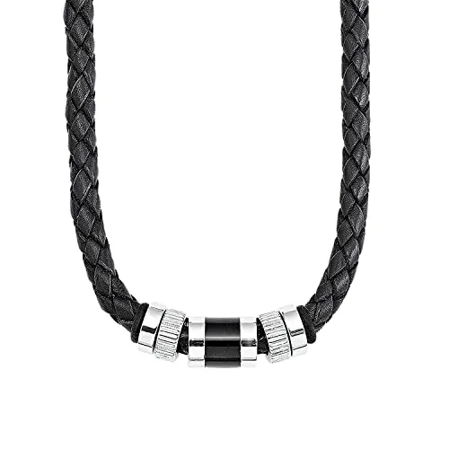 s.Oliver Collier homme cuir acier gris noir