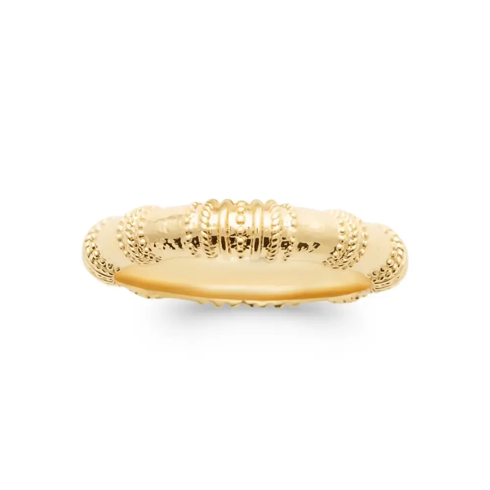 Oriana France bague bombée reliefs perlés plaqué or
