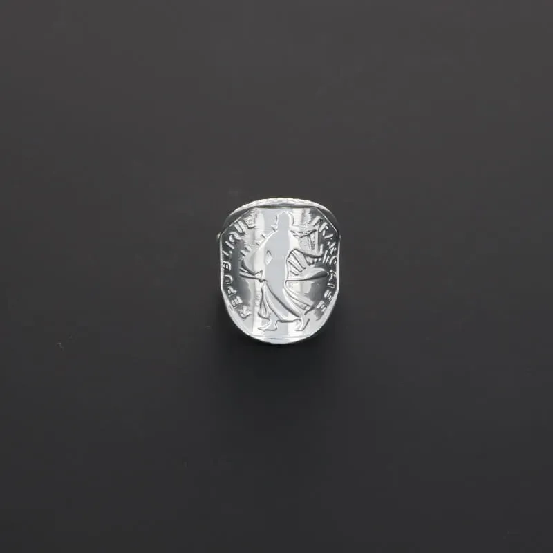Secret de Cuir N°715 bague semeuse réglable argent