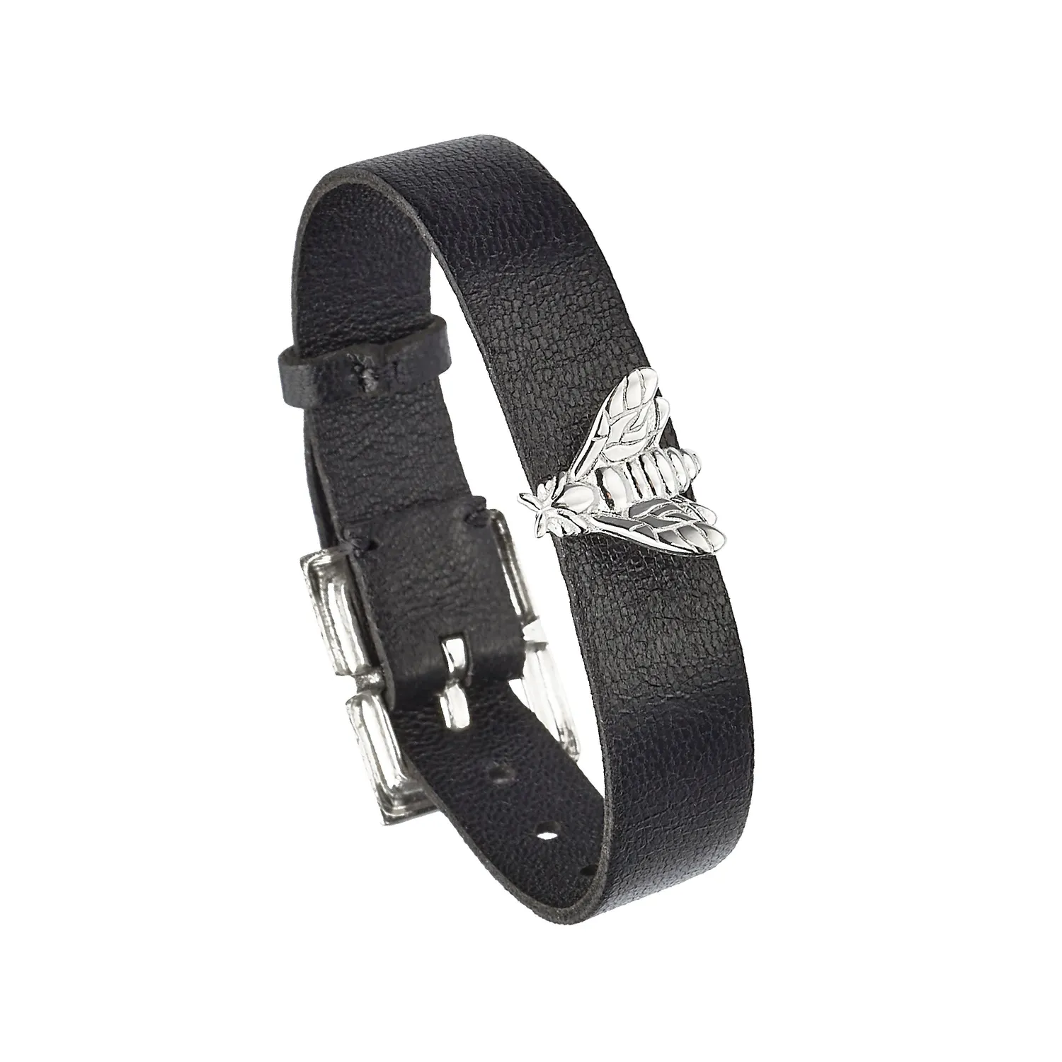 Lorella Tamberi Canal Bee Queen bracelet cuir abeille noir 15-18 cm