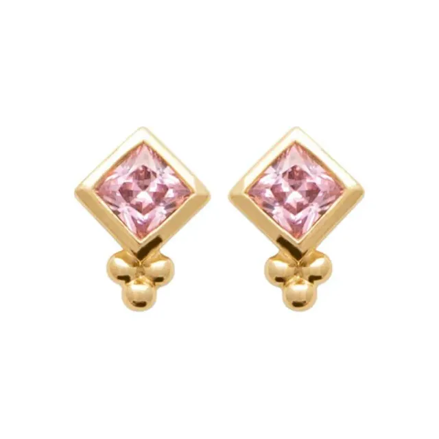 Oriana France quartz rose boucles plaqué or 18 carats