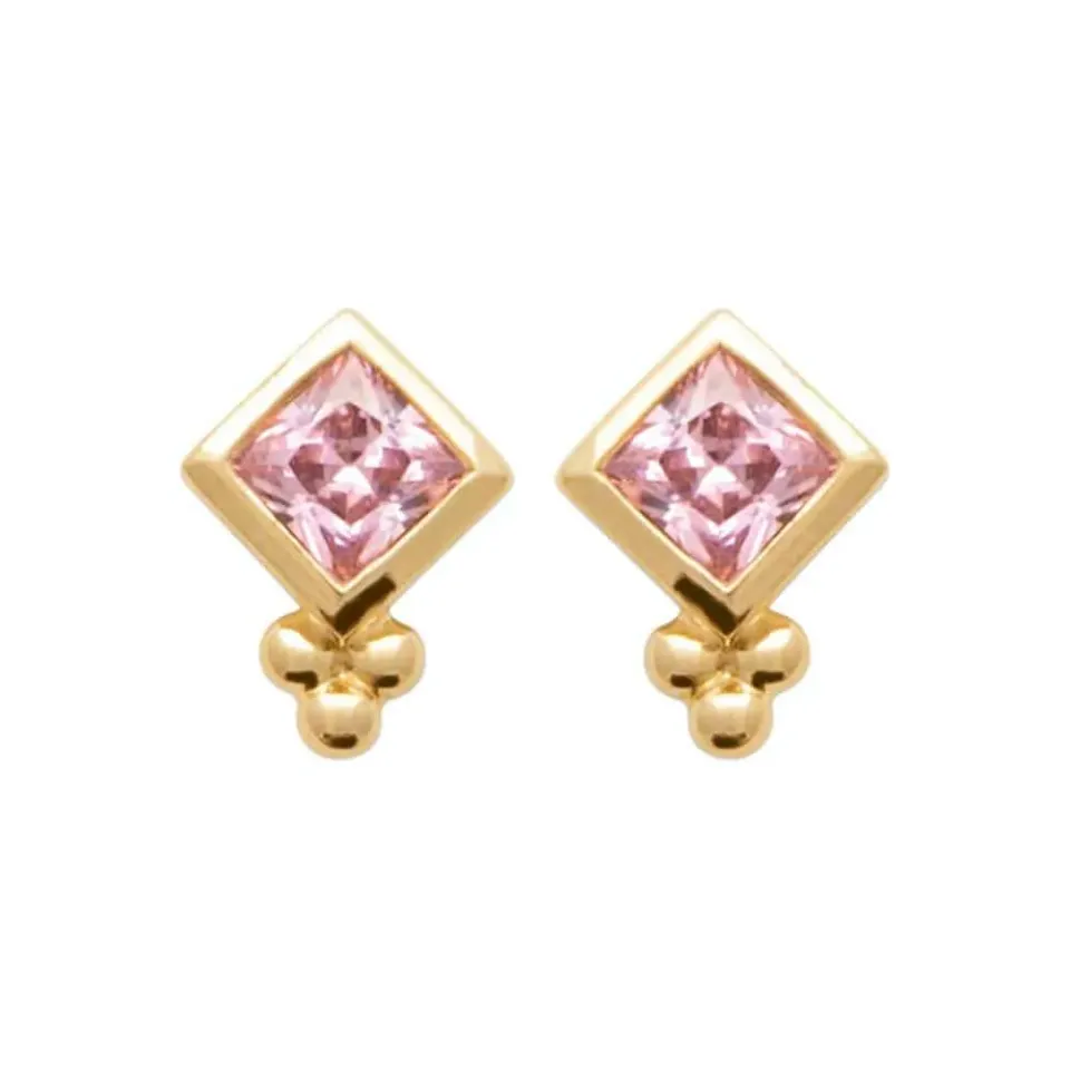Oriana France quartz rose boucles plaqué or 18 carats