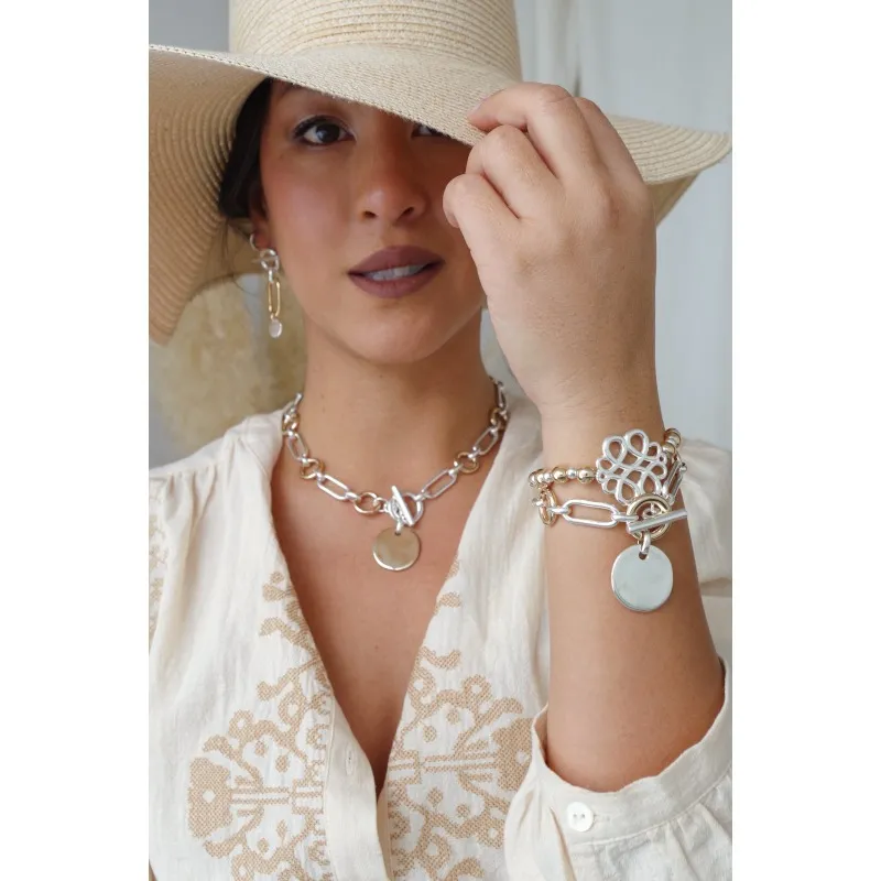 Secret de Cuir N°1619 bracelet 381 bicolore doré argenté