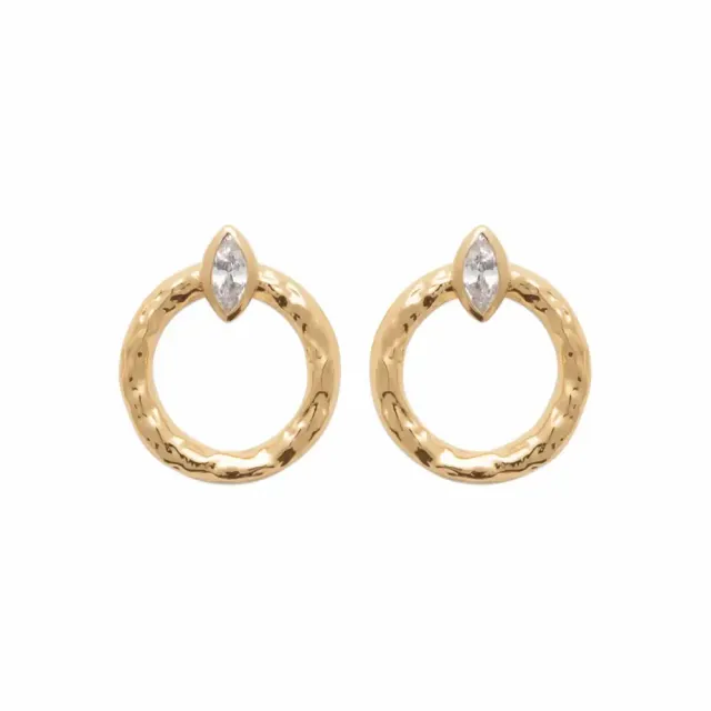 Oriana France clous oreilles plaqué or losange diamant