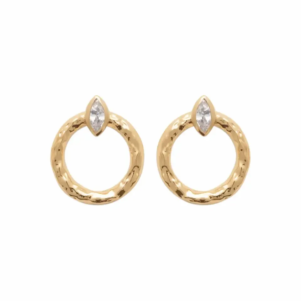 Oriana France clous oreilles plaqué or losange diamant