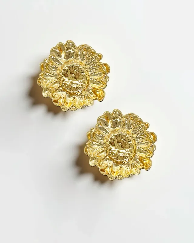 Elise Tsikis Melonne Gold boucles fleur tige dorées