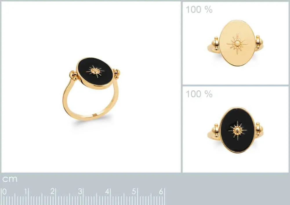 Oriana France Soleil bague réversible plaqué or nacre noire
