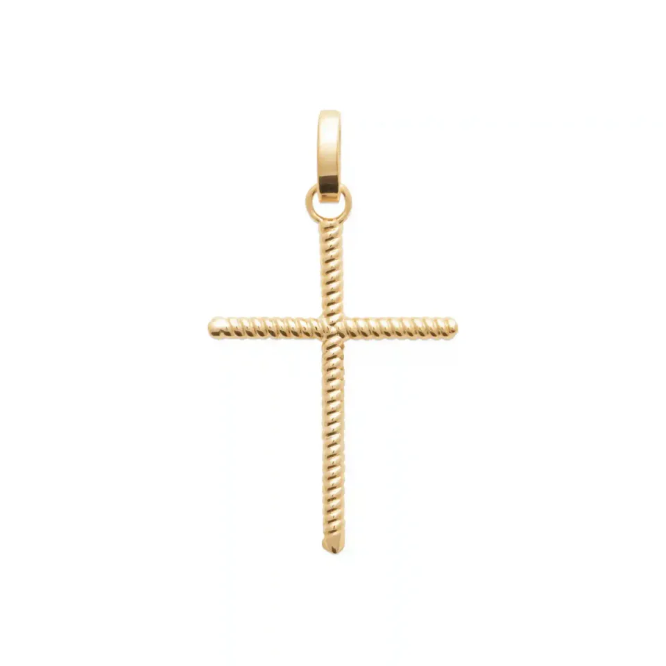 Oriana France Croix pendentif plaqué or nœud 18 carats