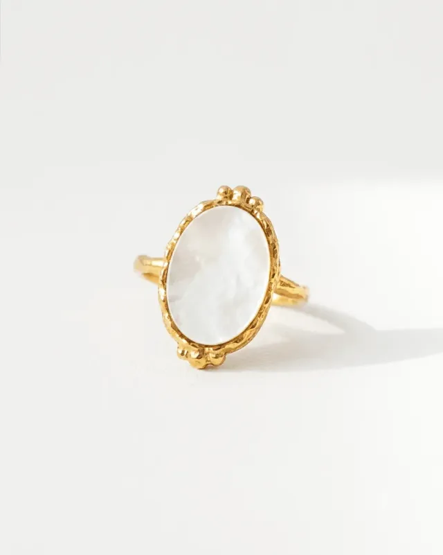 Elise Tsikis Ligari bague réglable nacre blanche