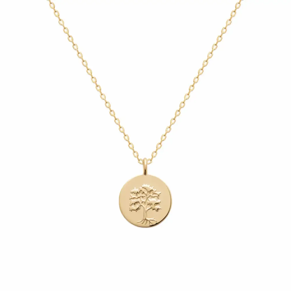 Oriana France arbre de vie pendentif plaqué or 18 carats rond
