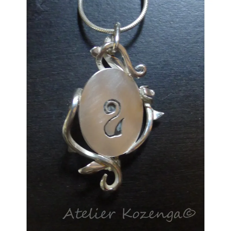 L'Atelier Kozenga Eleniel pendentif argent obsidienne 20x15 mm
