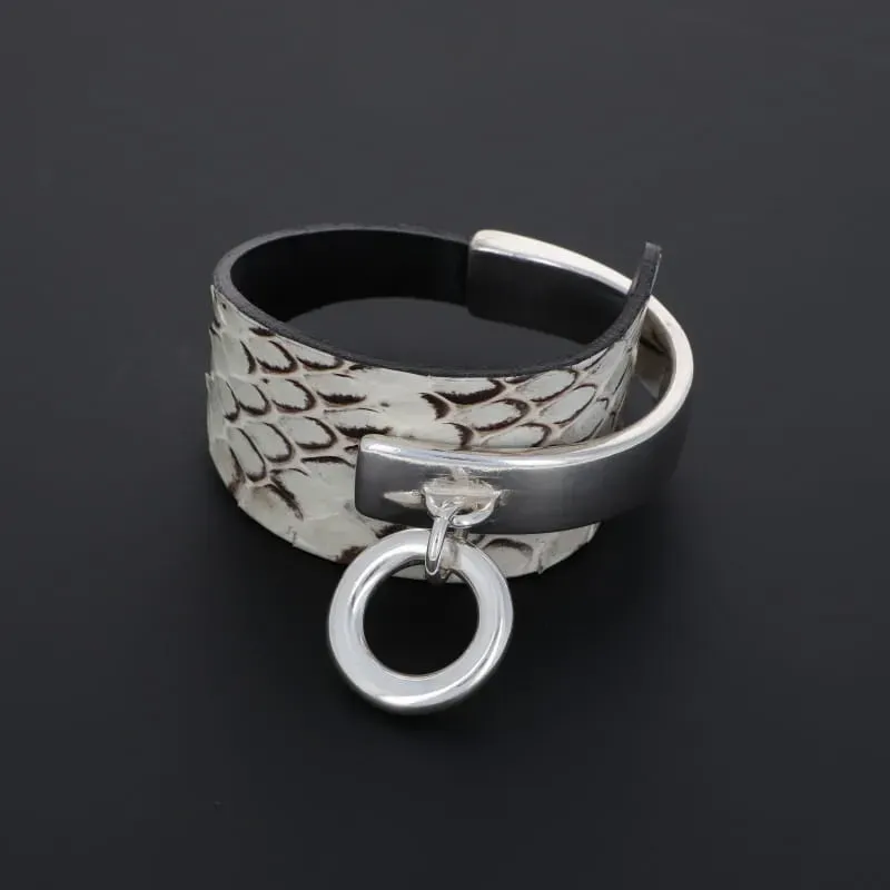 Secret de Cuir N°671 Awa bracelet cuir serpent argenté