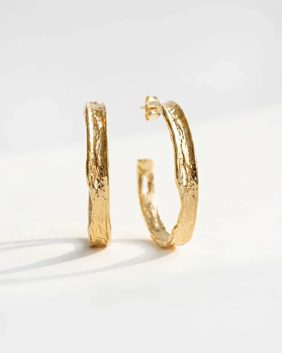 Elise Tsikis Jaipur Medium créoles or jaune 24 carats
