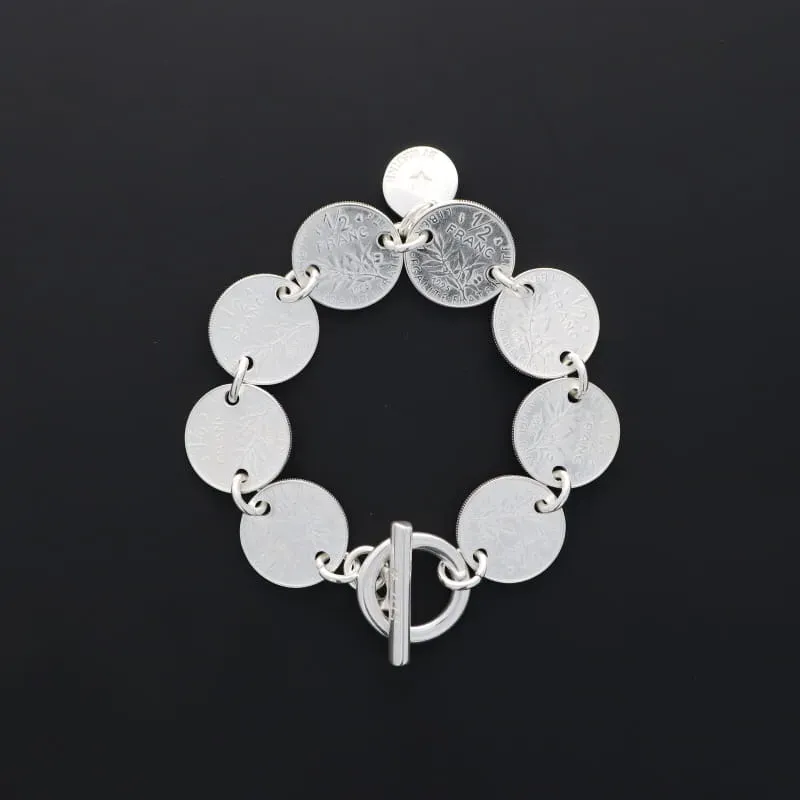 Secret de Cuir N°629 bracelet 1/2 franc argenté
