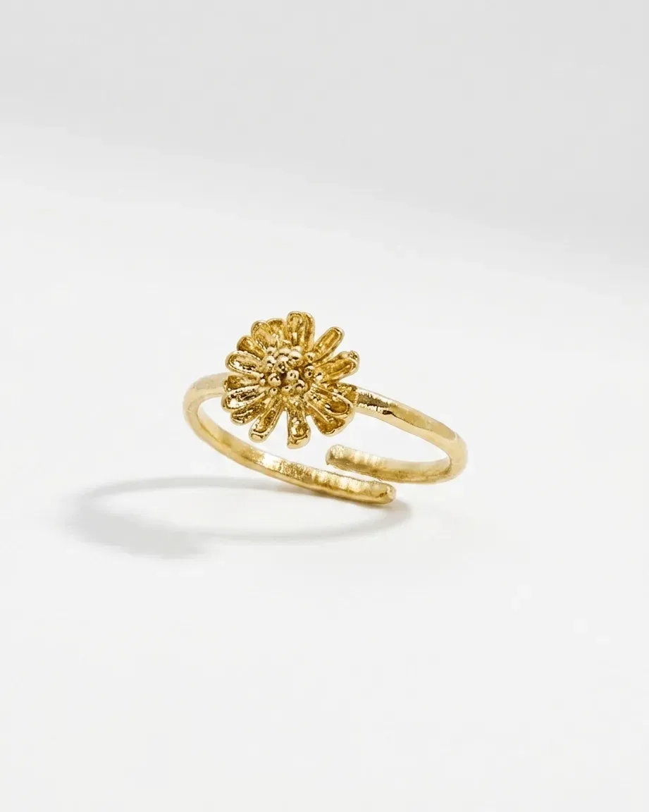 Elise Tsikis Marguerite bague solitaire or jaune
