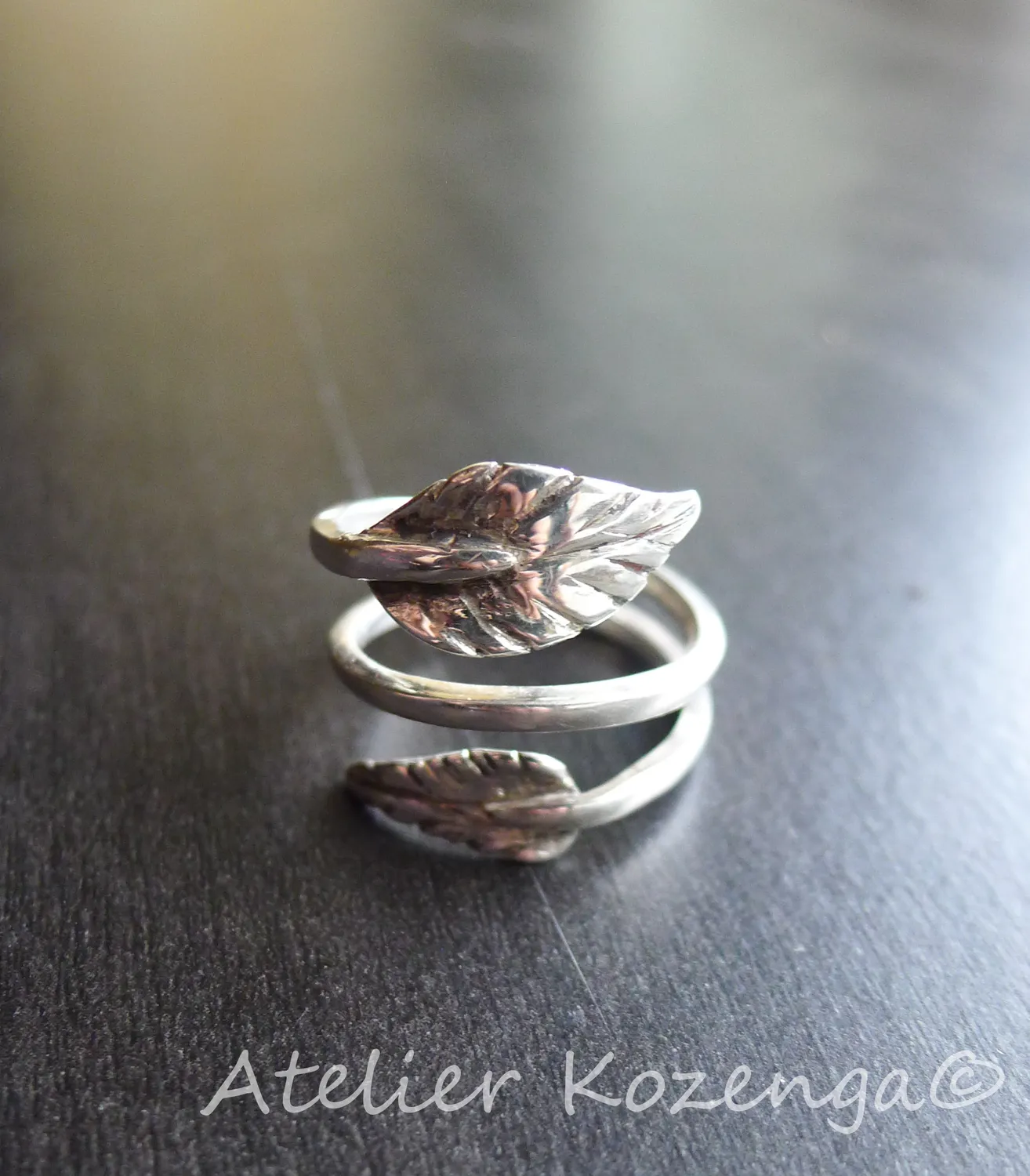 L'Atelier Kozenga Feuille bague argent massif réglable