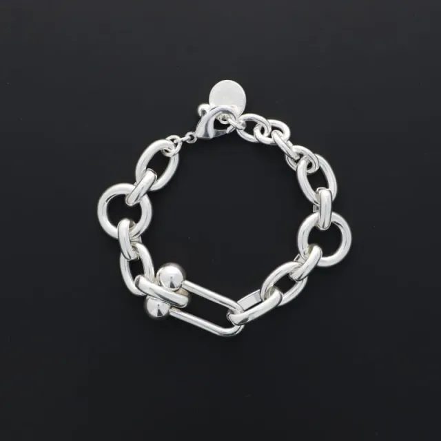 Secret de Cuir N°1540 bracelet U boule argent plaqué