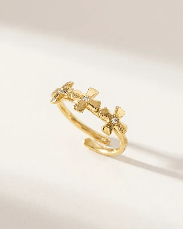 Elise Tsikis Monem bague ajustable croix dorée