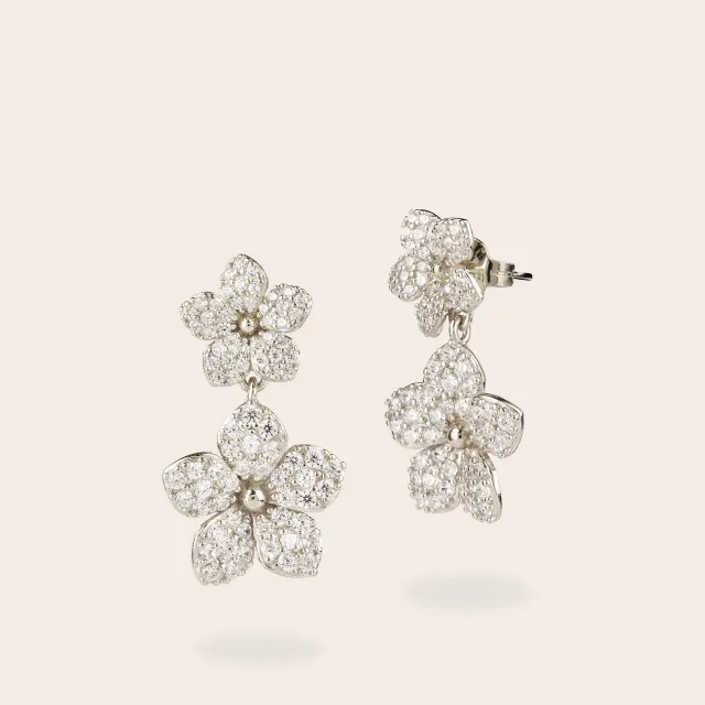Ultima Edizione Double Fleur Pavé boucles d'oreilles doré