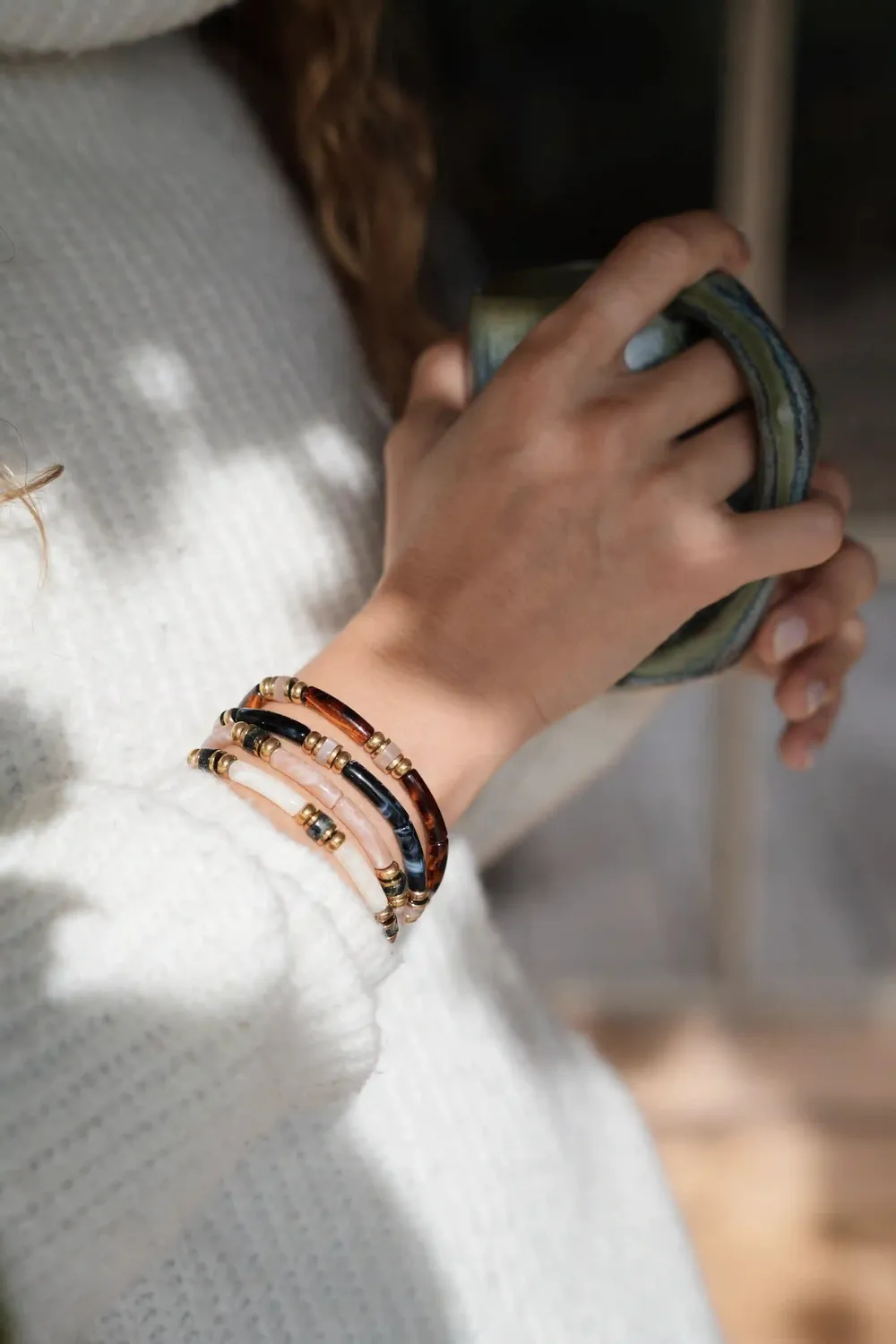 Cloralys Carmen hiver bracelet jonc élastique hématite