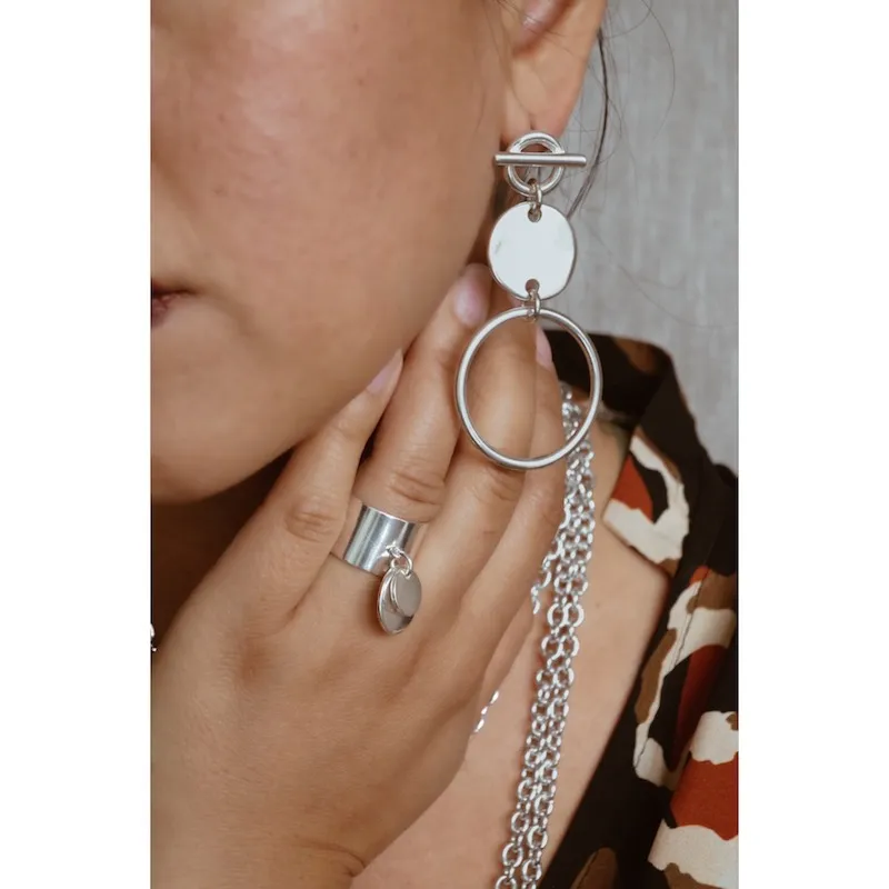 Secret de Cuir N°139 bague double pastilles argent