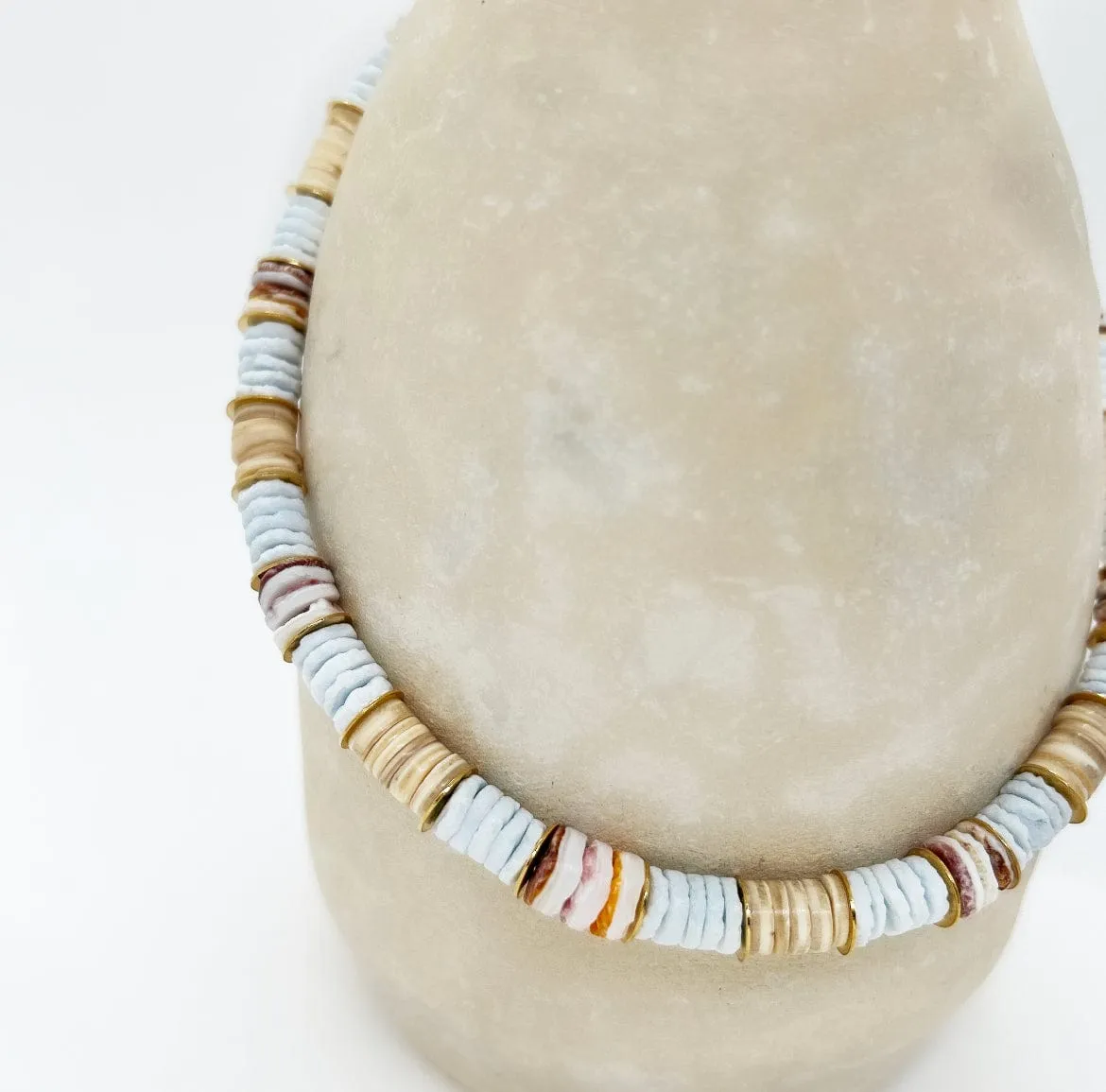 Elise Tsikis Yucatan Tulum collier coquillages bleu