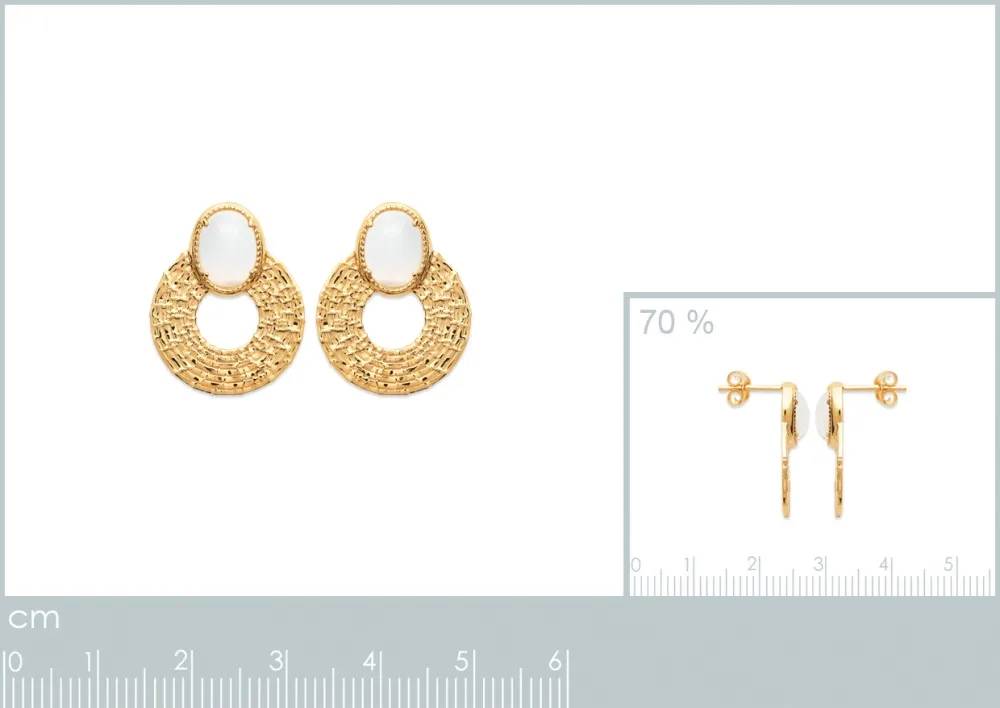 Oriana France boucles cercle strié pierre de lune doré