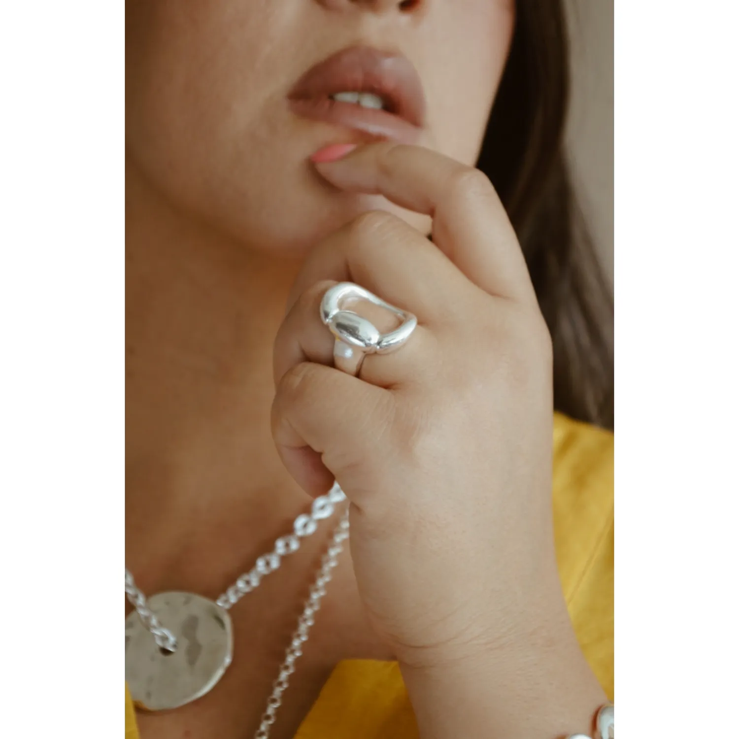 Secret de Cuir N°268 bague étrier réglable plaqué argent