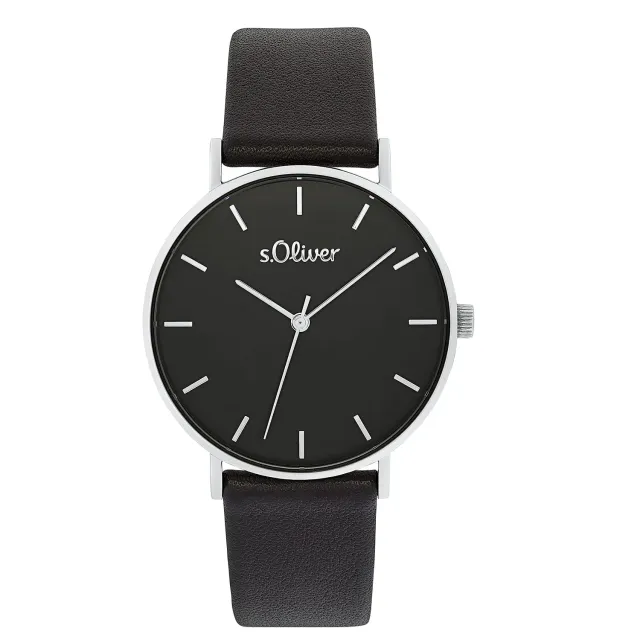 s.Oliver montre femme acier noir Schwarz Edelstahl