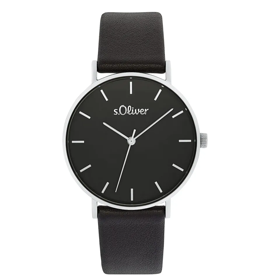 s.Oliver montre femme acier noir Schwarz Edelstahl