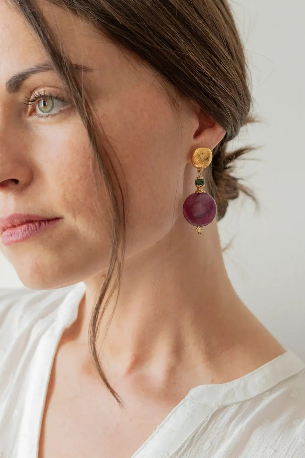 Cloralys Antoinette boucles violettes turquoise 50 mm