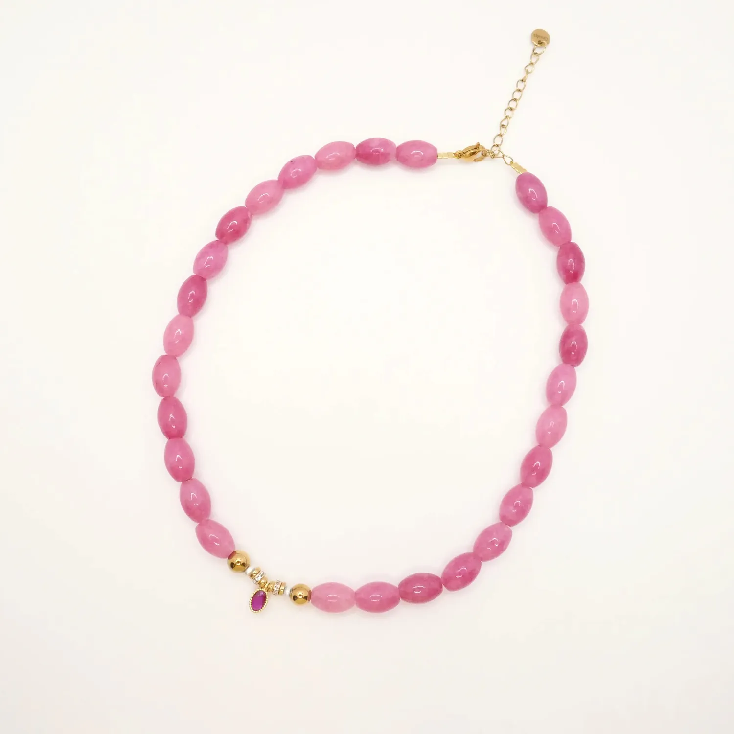 Cloralys Giulia collier ras-de-cou 37 cm fuchsia doré