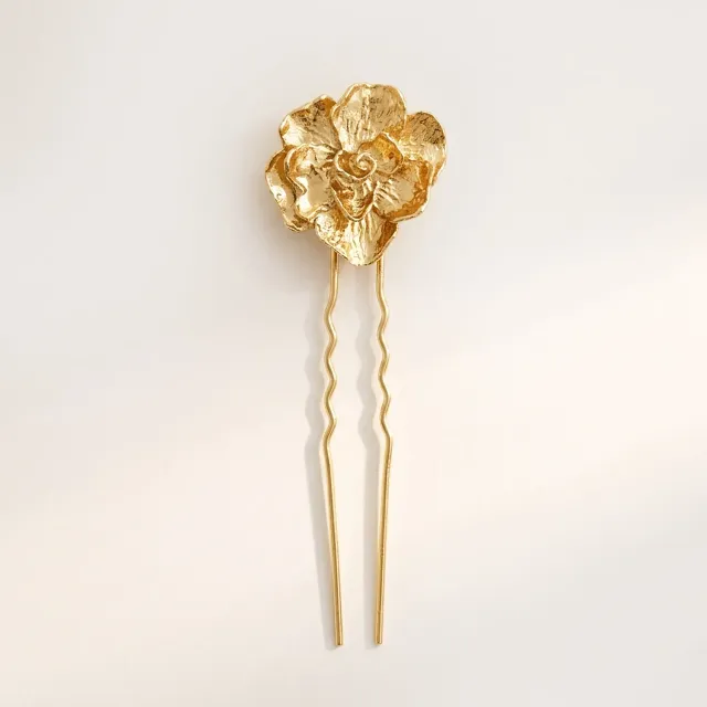Elise Tsikis Nymphe broche cheveux fleur dorée