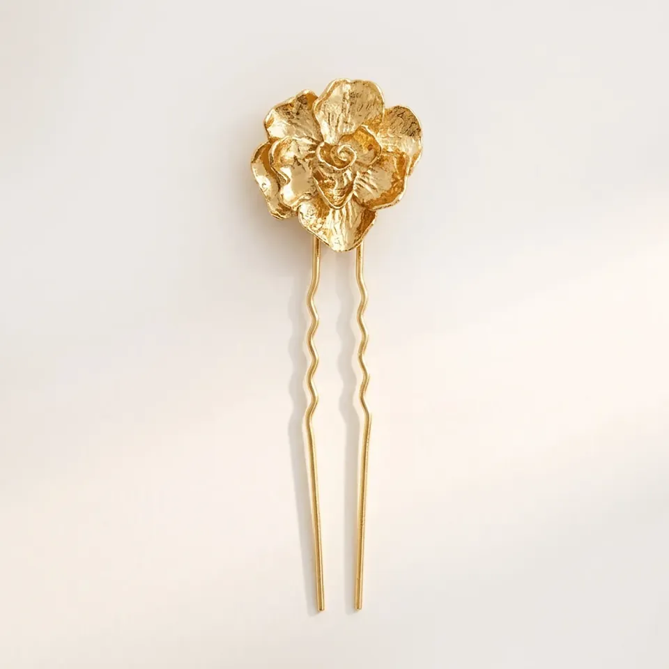 Elise Tsikis Nymphe broche cheveux fleur dorée