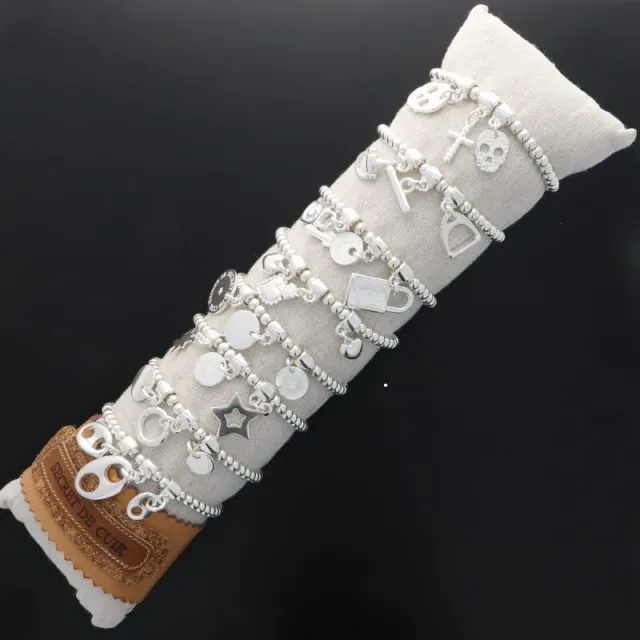 Secret de Cuir N°815 pack 16 bracelets perles argent