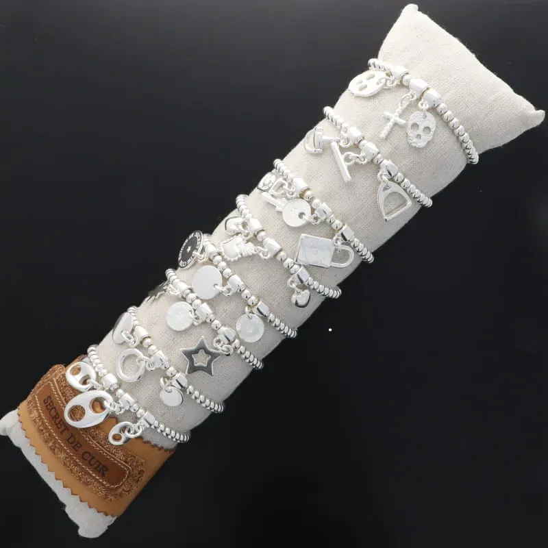 Secret de Cuir N°815 pack 16 bracelets perles argent