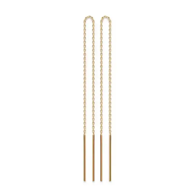 Oriana France chaîne perlée boucles d’oreilles plaqué or traversantes