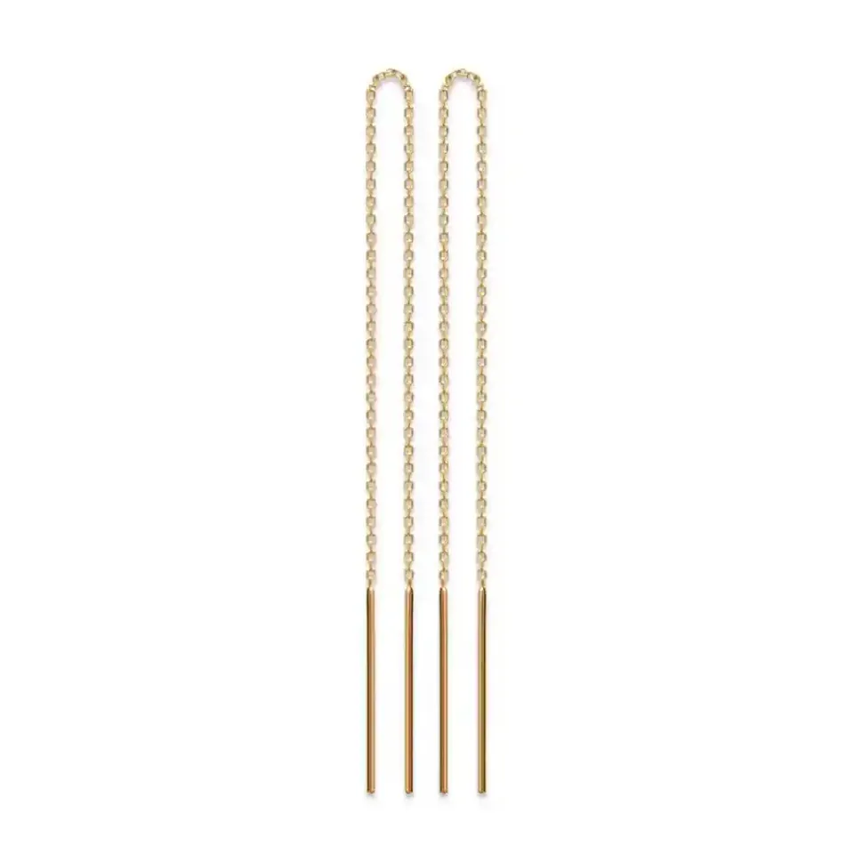 Oriana France chaîne perlée boucles d’oreilles plaqué or traversantes