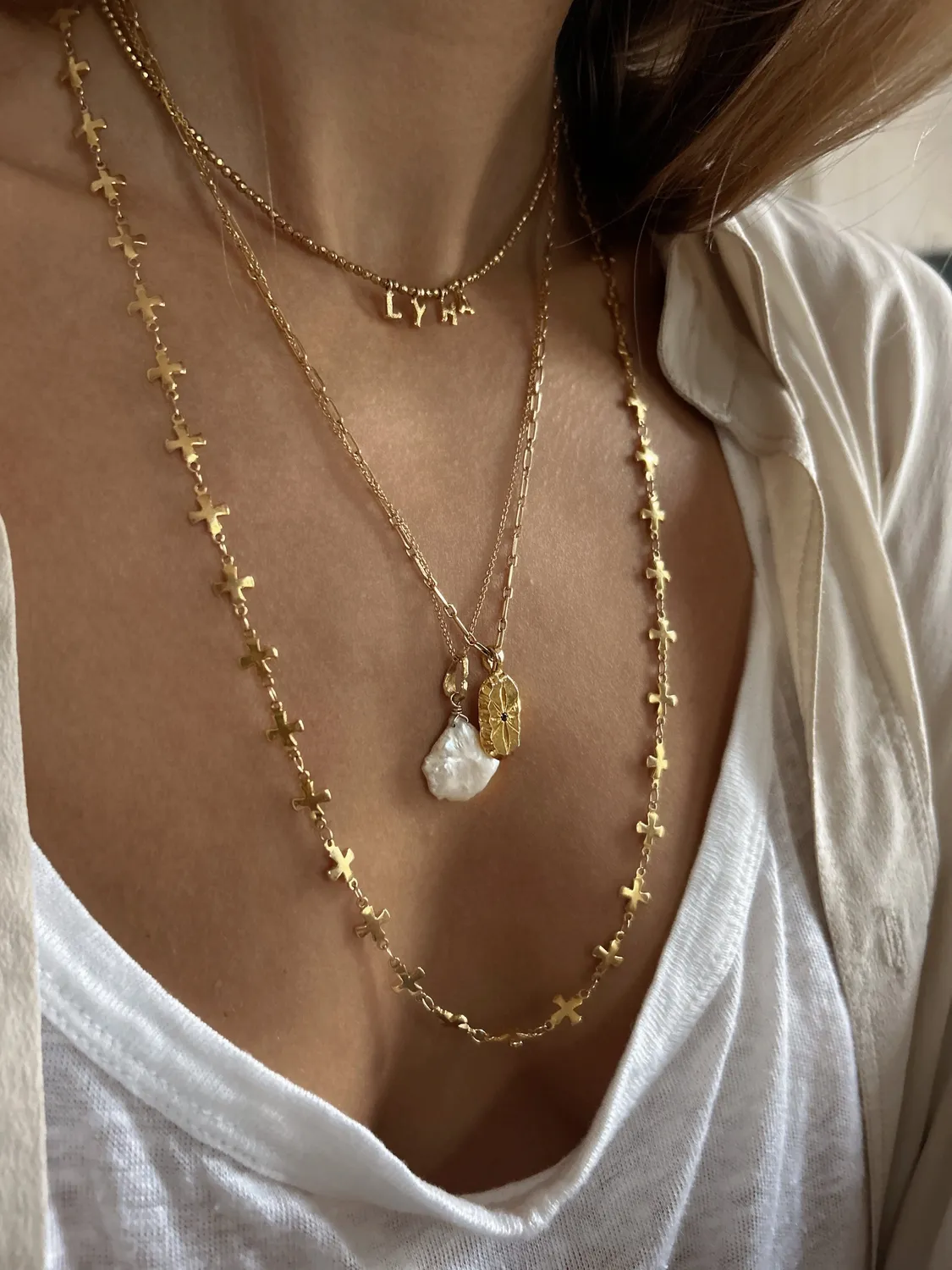 Elise Tsikis Alozia collier chaîne 50 cm zircon noir