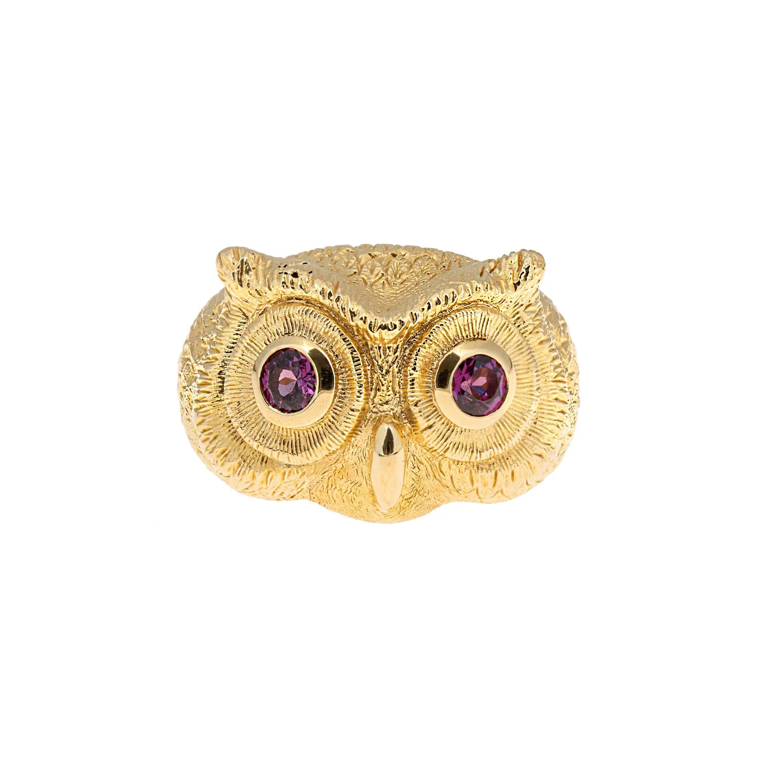 Lorella Tamberi Canal Artemis chouette bague dorée rhodolite