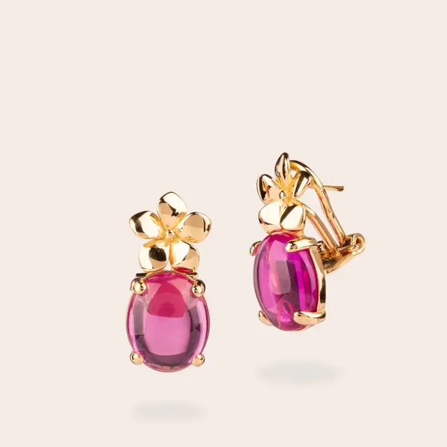 ULTIMA EDIZIONE boucles flower cabochon pierre
