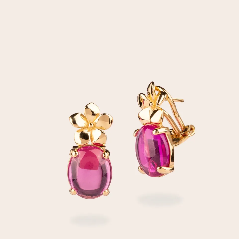 ULTIMA EDIZIONE boucles flower cabochon pierre