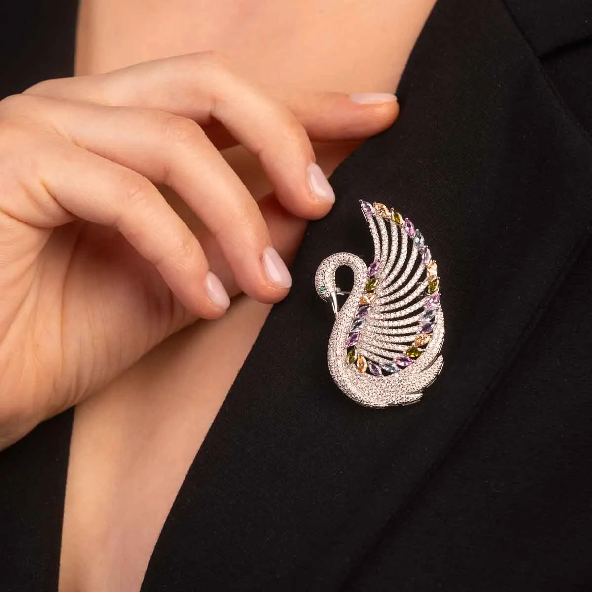 Ultima Edizione Cigno Multicolor broche cygne multicolore