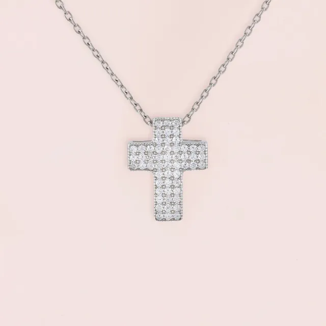 Ultima Edizione Croix pavé zircons blancs pendentif collier