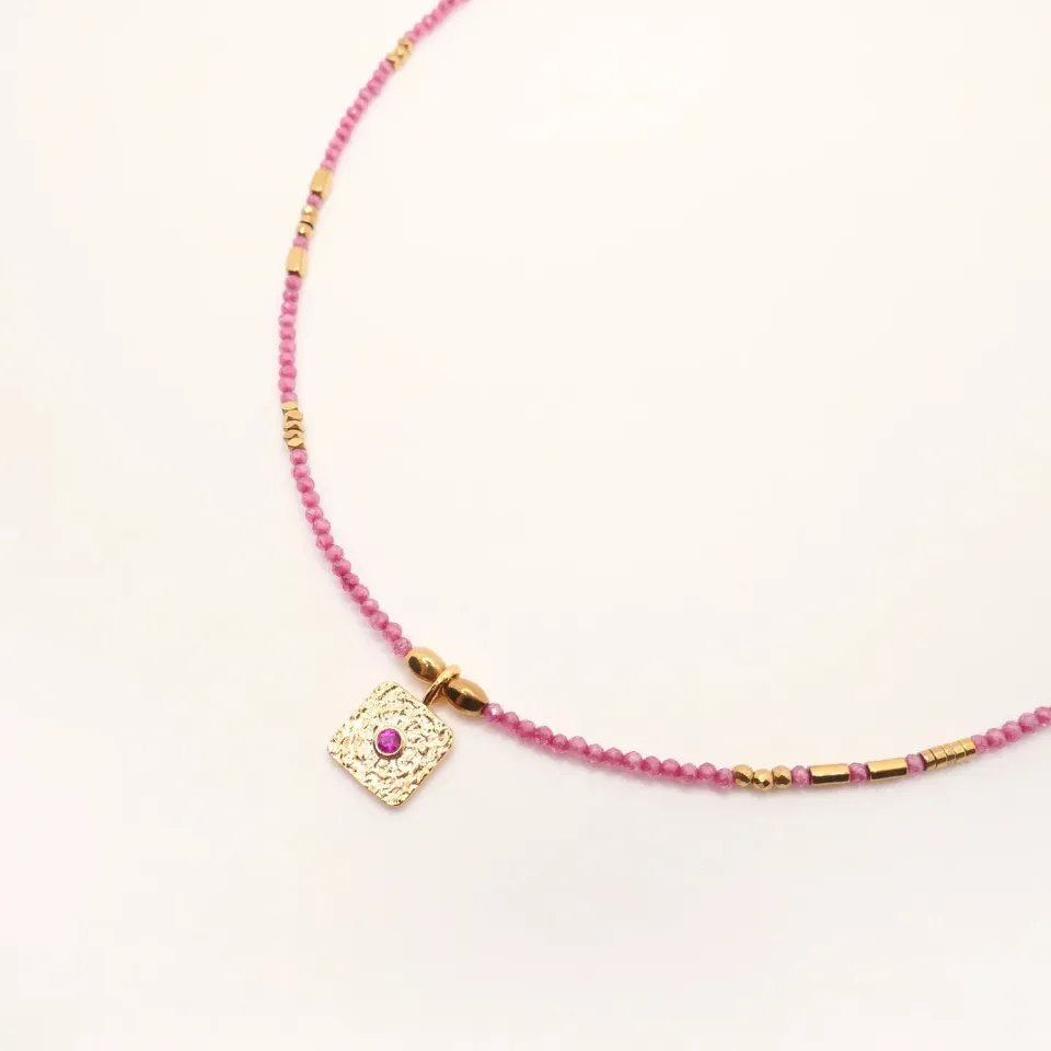 Cloralys Ezra collier zircon rose 40 cm
