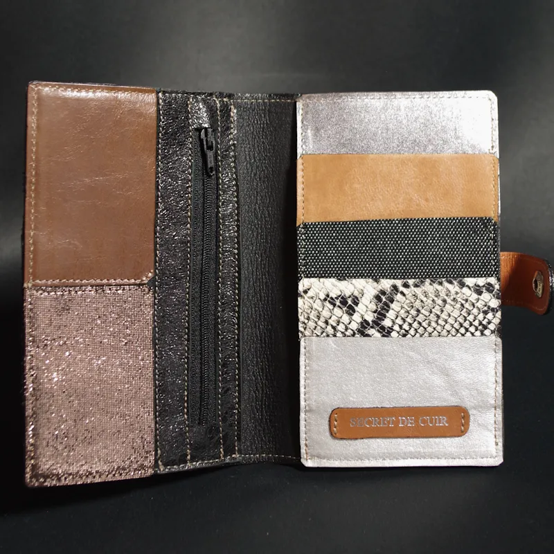 Secret de Cuir portefeuille PM bouton girafe cuir vache