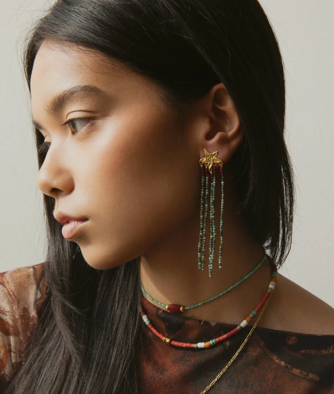 Elise Tsikis Kachina Junta boucles d'oreilles turquoise