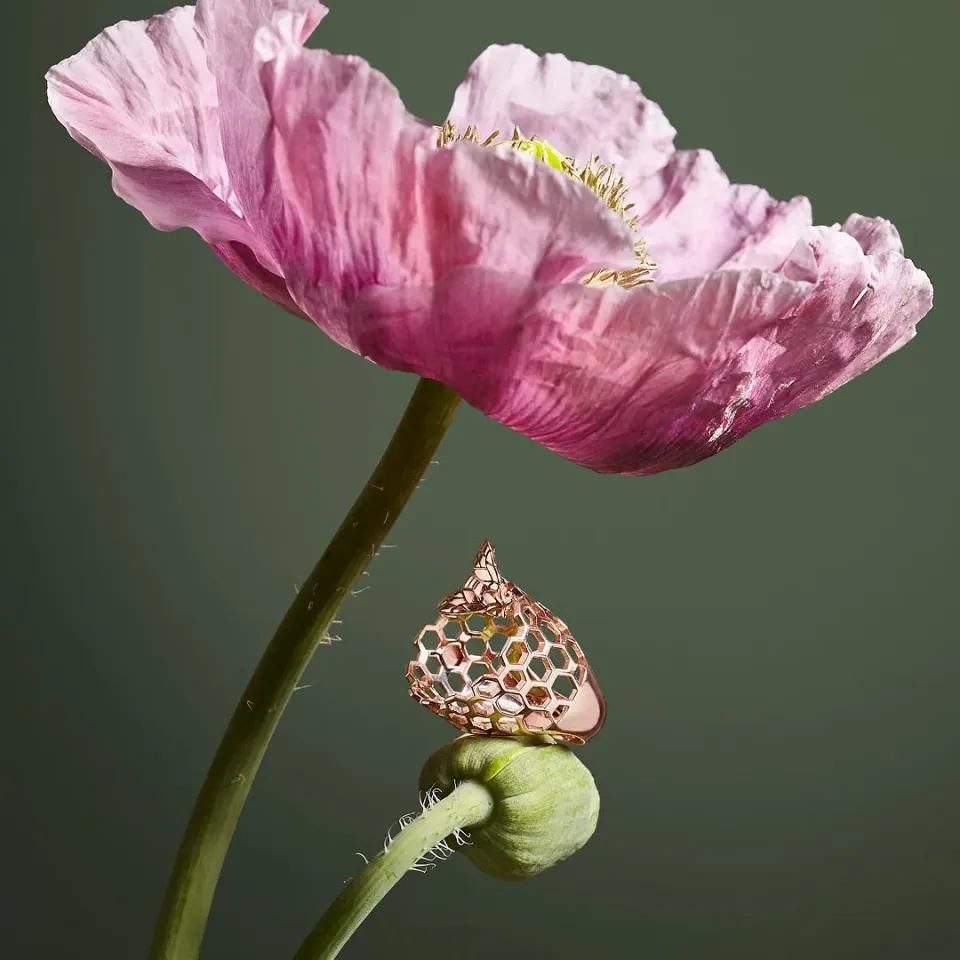 Lorella Tamberi Canal Bee Queen ruche bague or rose abeille