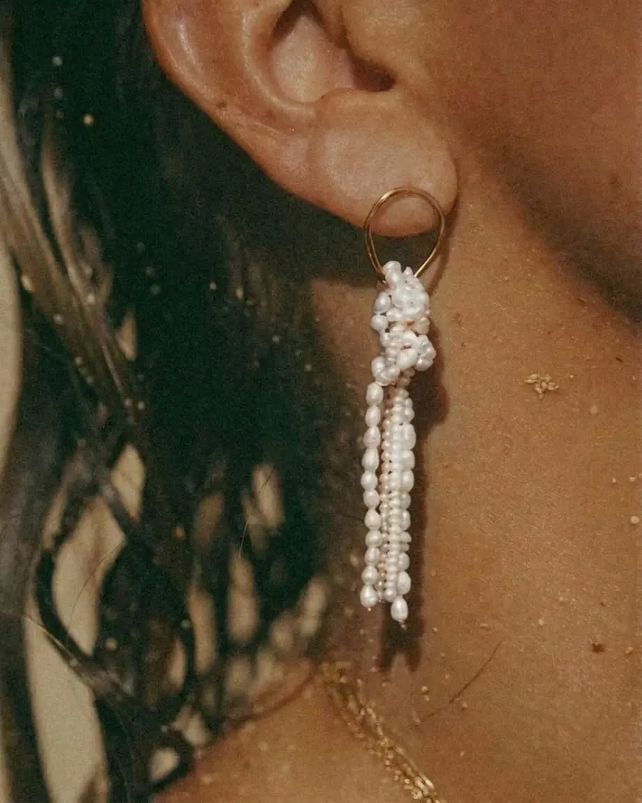 Elise Tsikis Aphrodite Vathiani boucles perles 9,5 cm