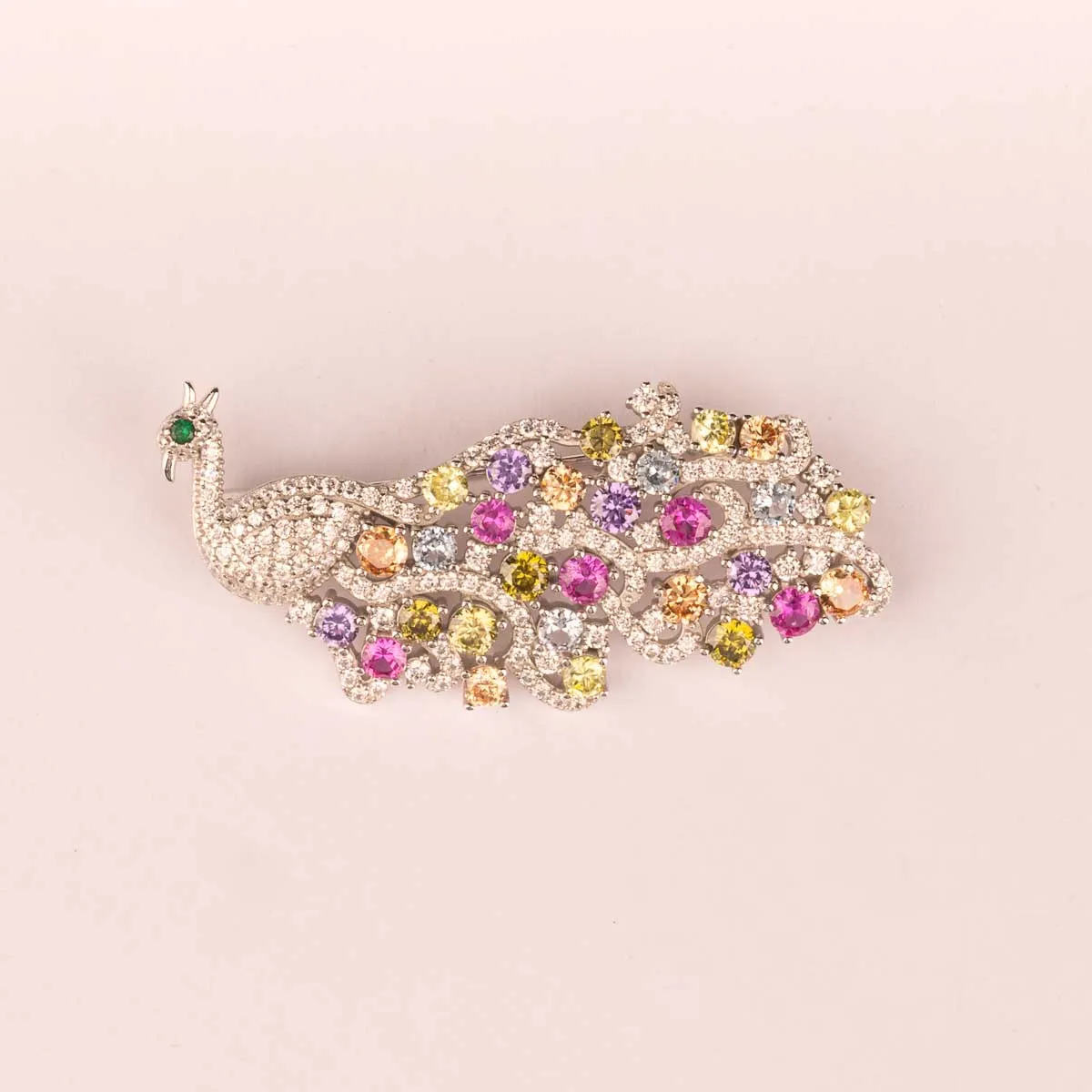 Ultima Edizione Pavone broche paon zircons multicolores
